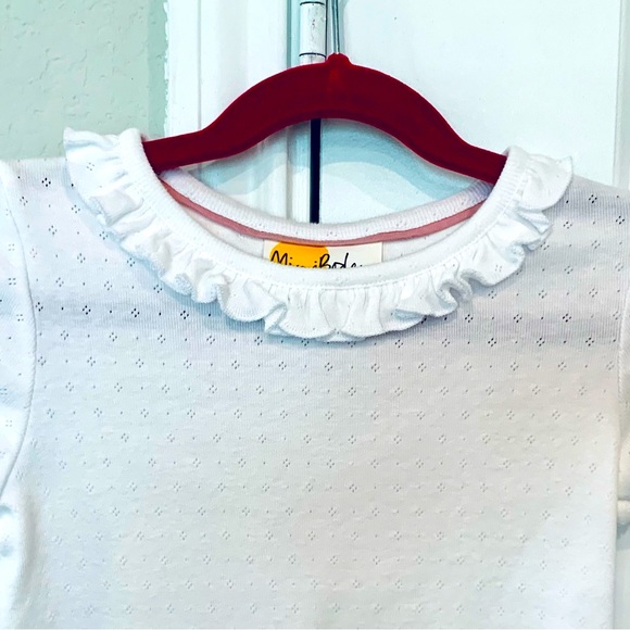 NEW Mini Boden White Eyelet Ruffle Trim Short Sleeve Top Size 6-7Y - Picture 5 of 9